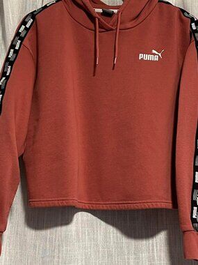 Puma Cropped Hoodie Relaxed Fit Dusty Rose Size M